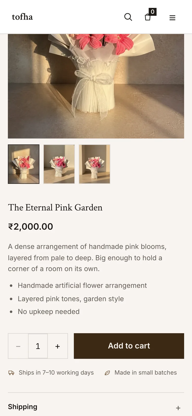 Product page on a phone