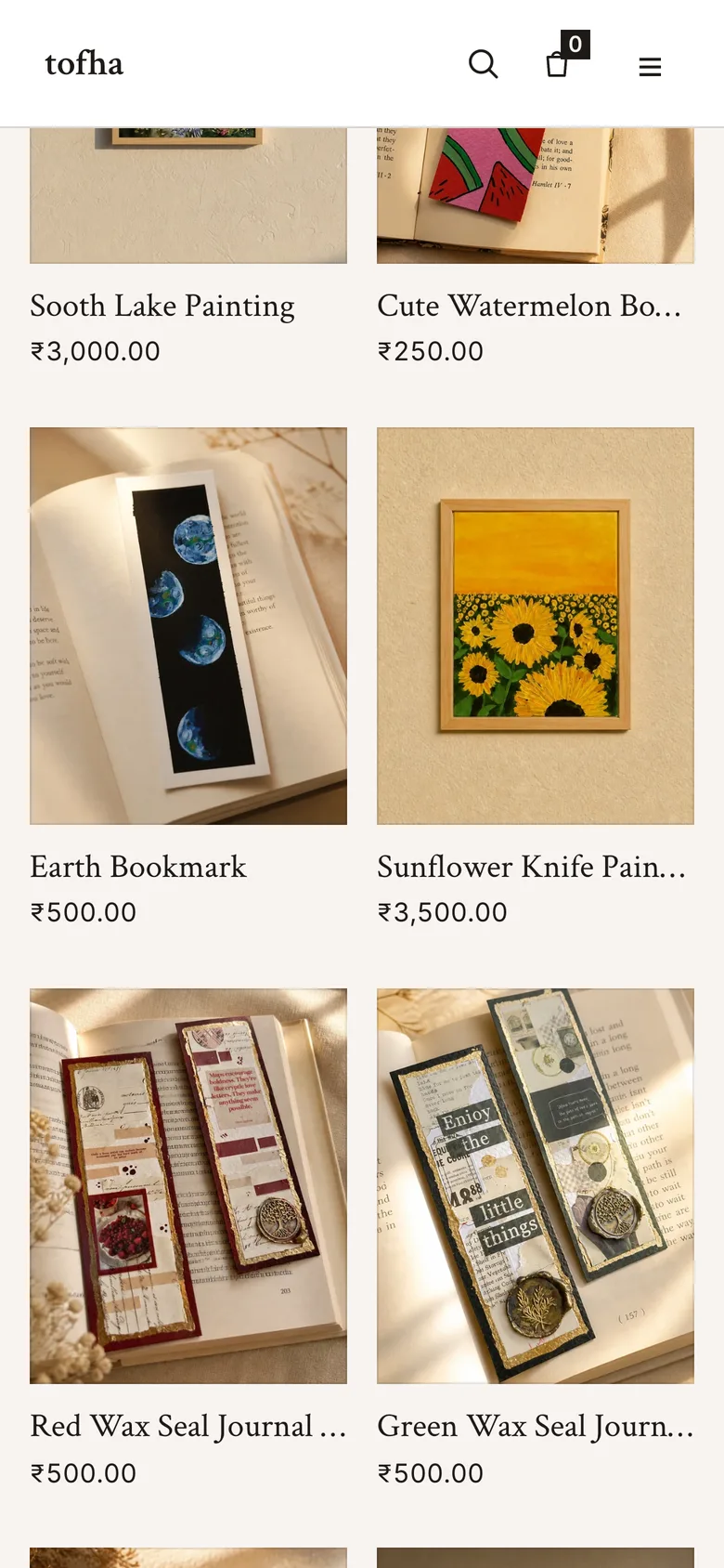 Shop page on a phone with the three toggles stacked
