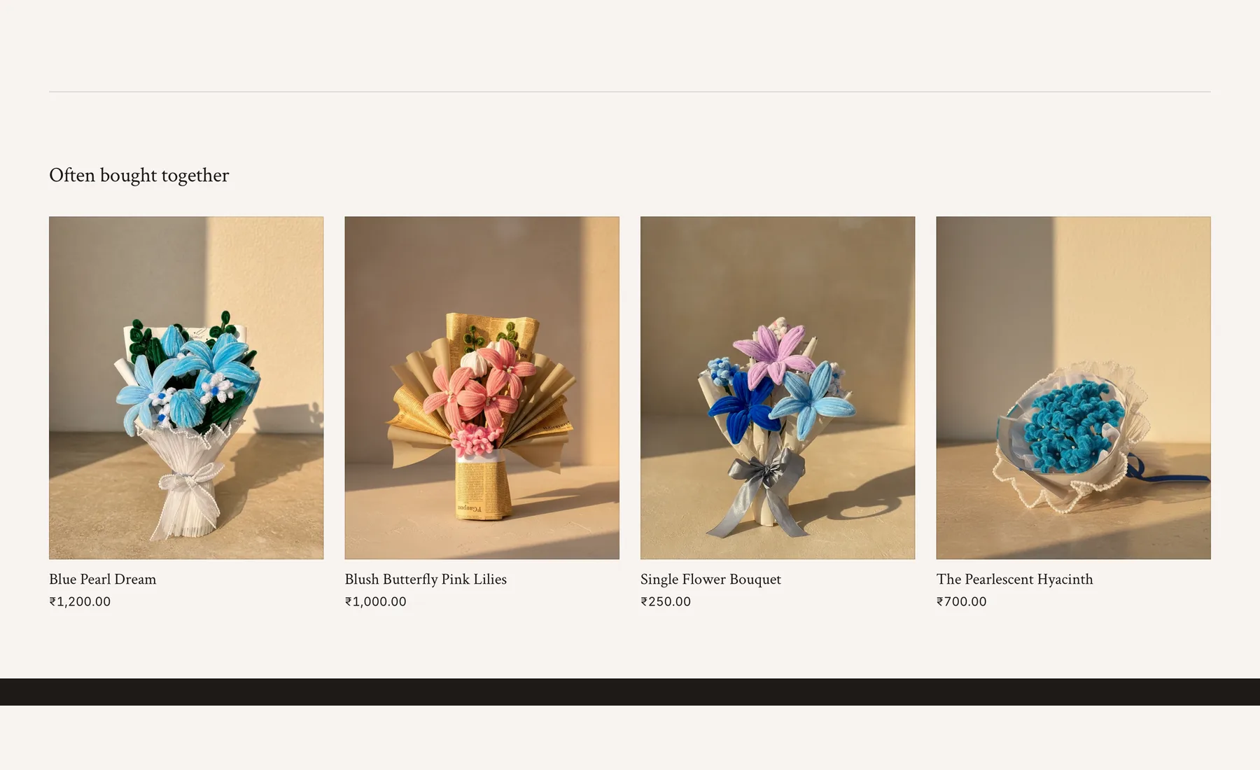 Often bought together: four related bouquets with prices