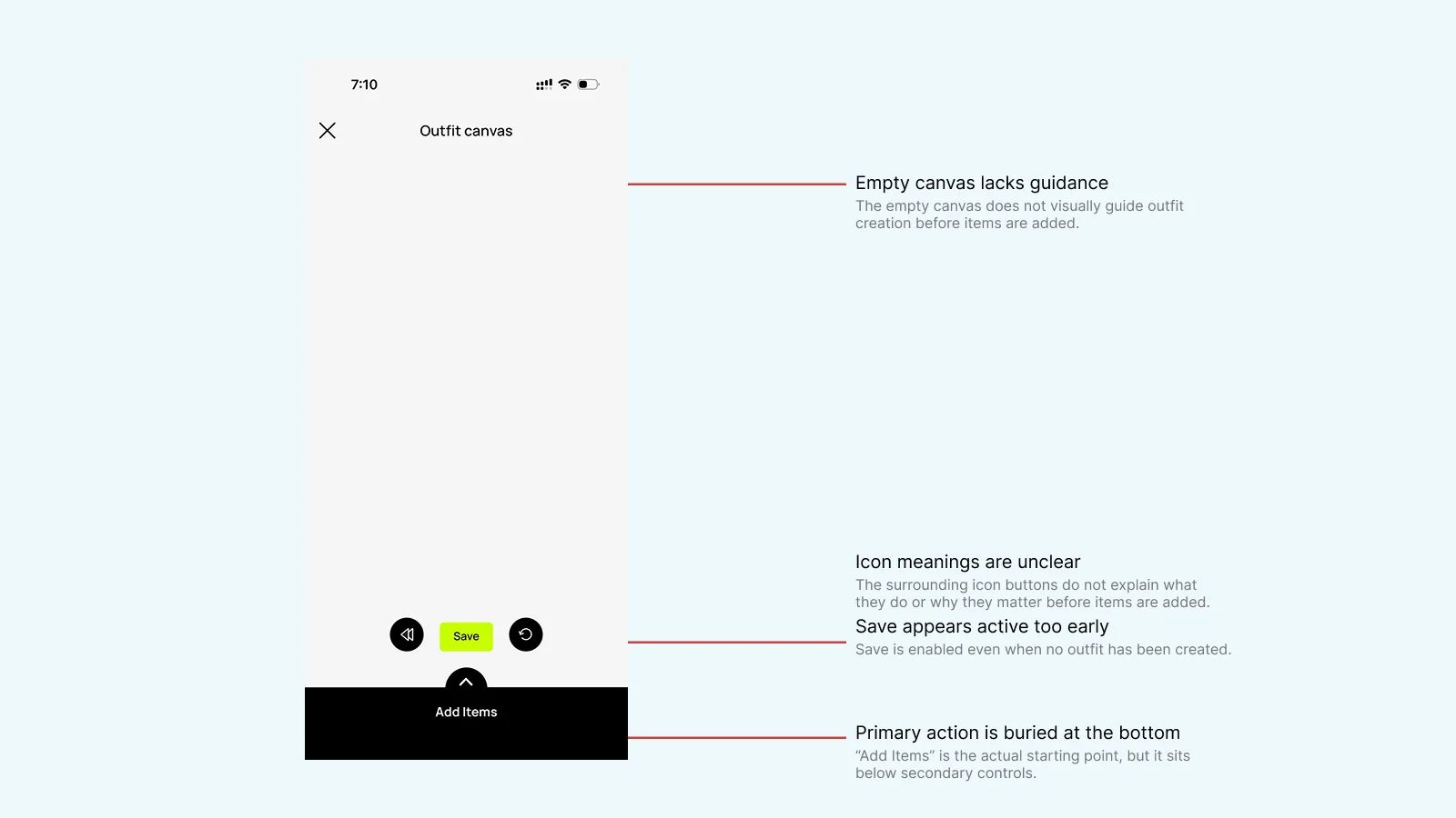 Audit screen 4 — annotated current app surface